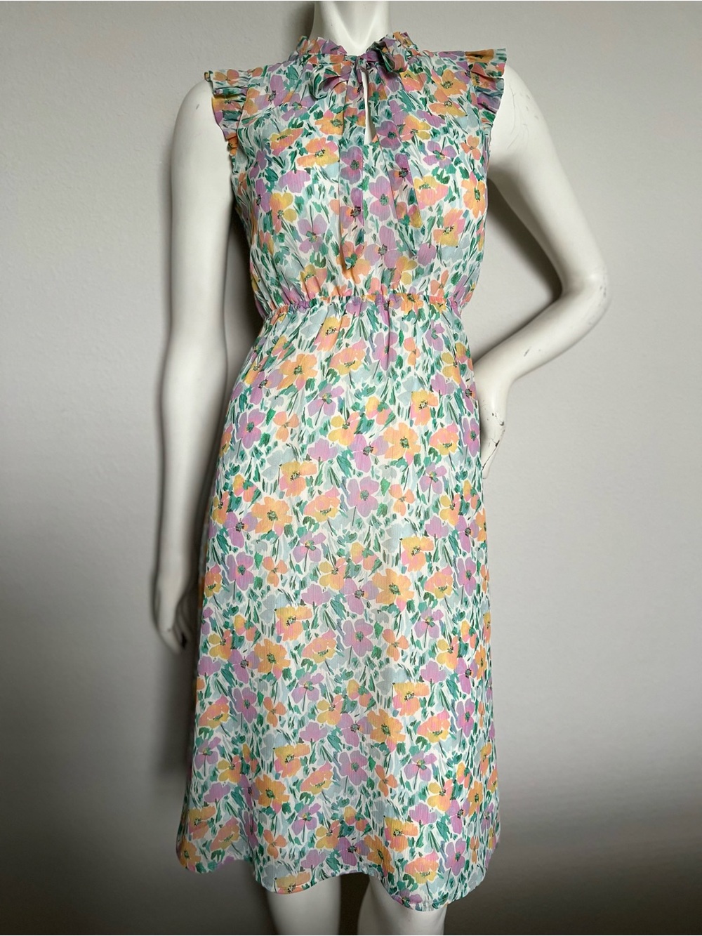 Banana Republic Floral Tie-Neck Midi Dress